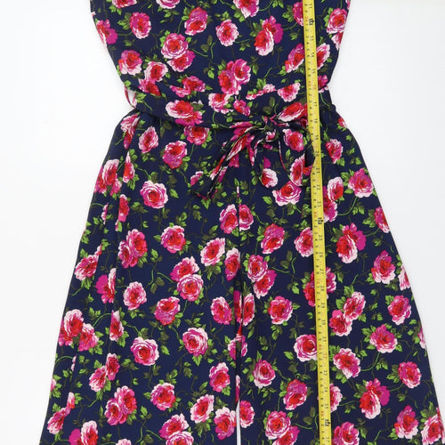 Warehouse Women's Multicoloured Floral Sleeveless Wide-Leg Jumpsuit Size 10