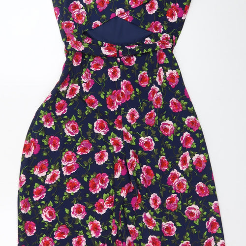 Warehouse Women's Multicoloured Floral Sleeveless Wide-Leg Jumpsuit Size 10