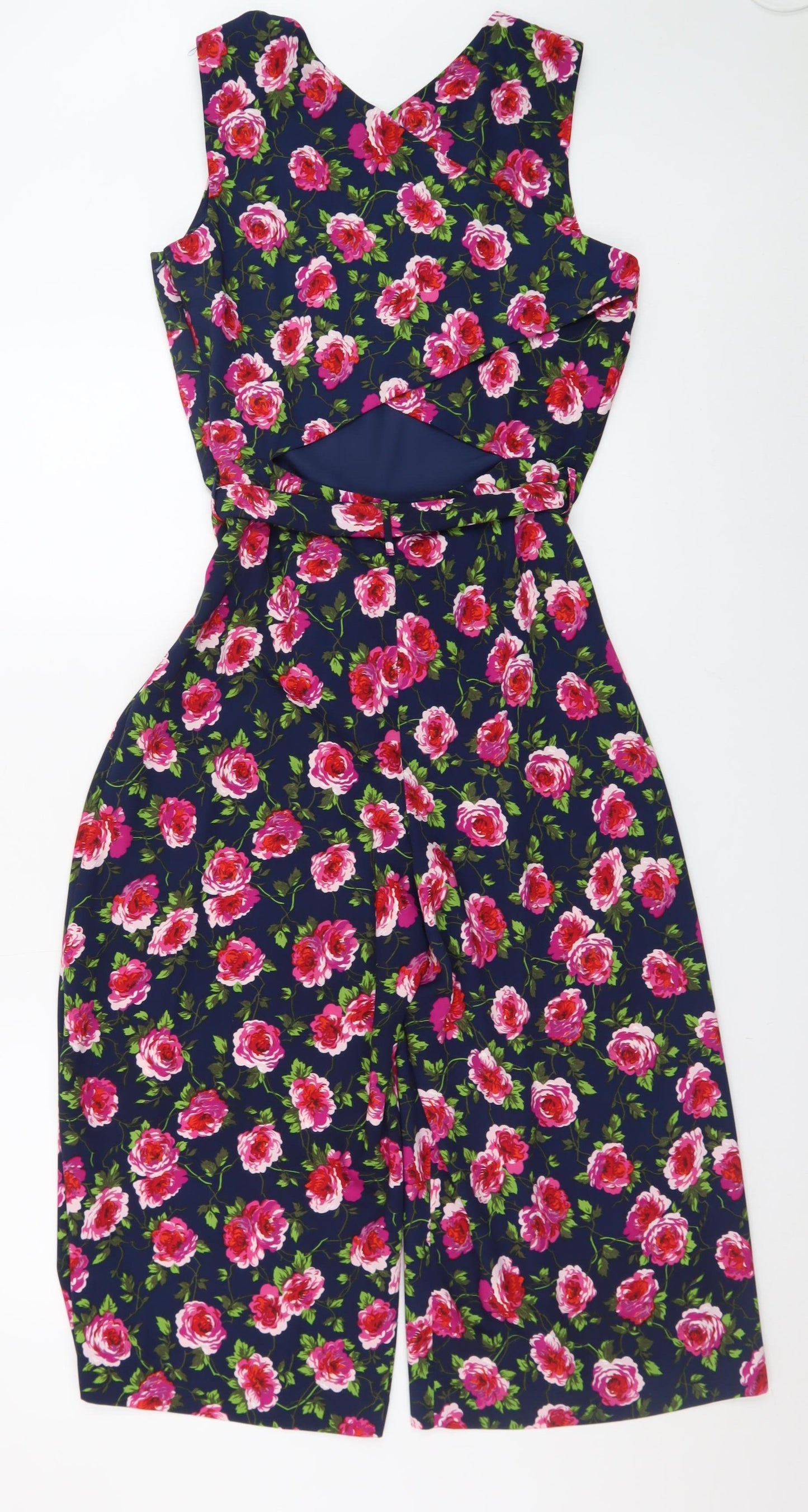 Warehouse Women's Multicoloured Floral Sleeveless Wide-Leg Jumpsuit Size 10
