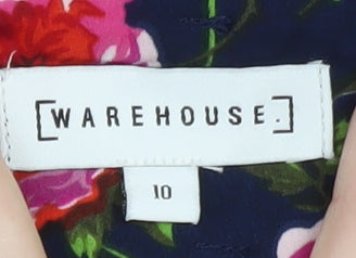 Warehouse Women's Multicoloured Floral Sleeveless Wide-Leg Jumpsuit Size 10