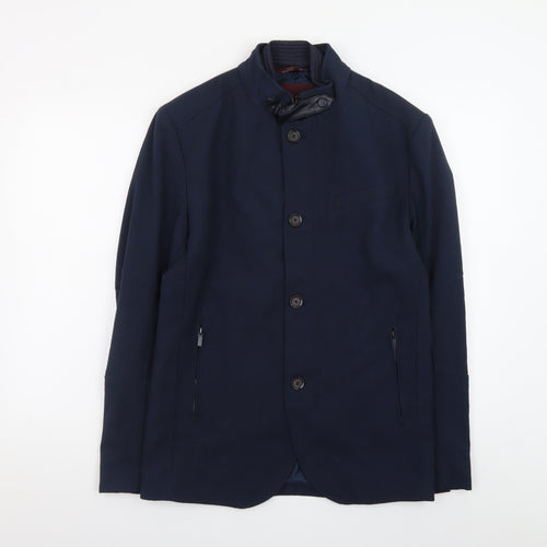 Zara Man Blue Basic Jacket Men's L 42 Stand-Up Collar Casual