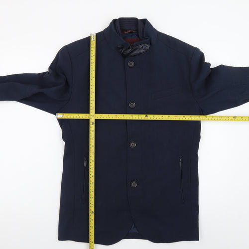 Zara Man Blue Basic Jacket Men's L 42 Stand-Up Collar Casual