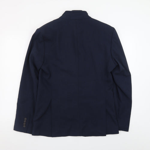 Zara Man Blue Basic Jacket Men's L 42 Stand-Up Collar Casual