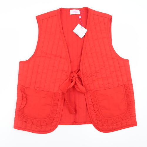 Savida Women's Red Quilted Waistcoat Size 16 Lined Tie Front