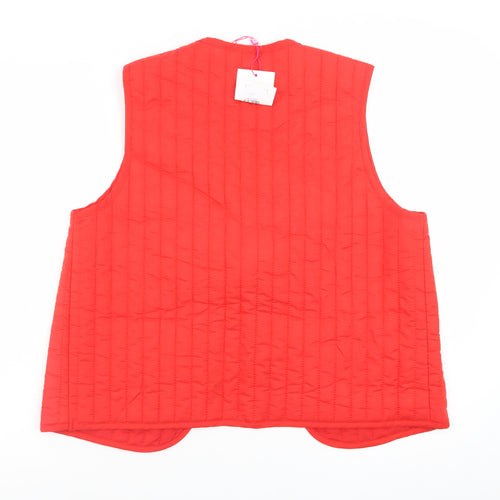 Savida Women's Red Quilted Waistcoat Size 16 Lined Tie Front