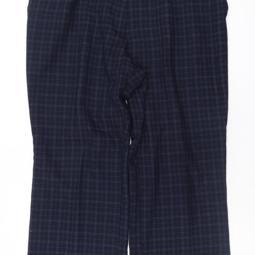 Marks and Spencer Men's Blue Check Pleated Trousers Size 18
