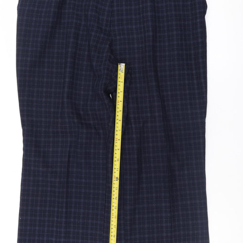 Marks and Spencer Men's Blue Check Pleated Trousers Size 18