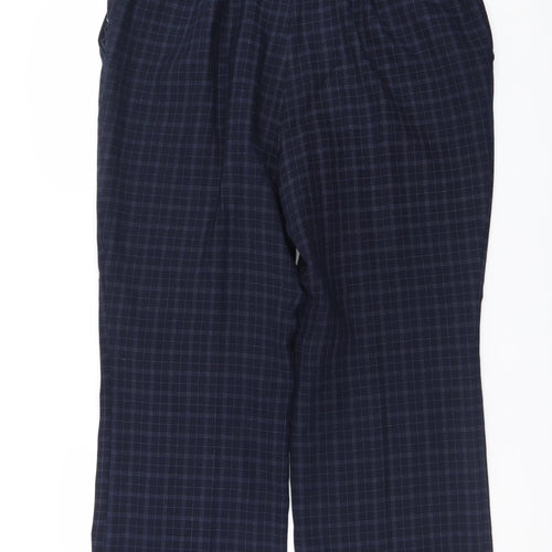 Marks and Spencer Men's Blue Check Pleated Trousers Size 18