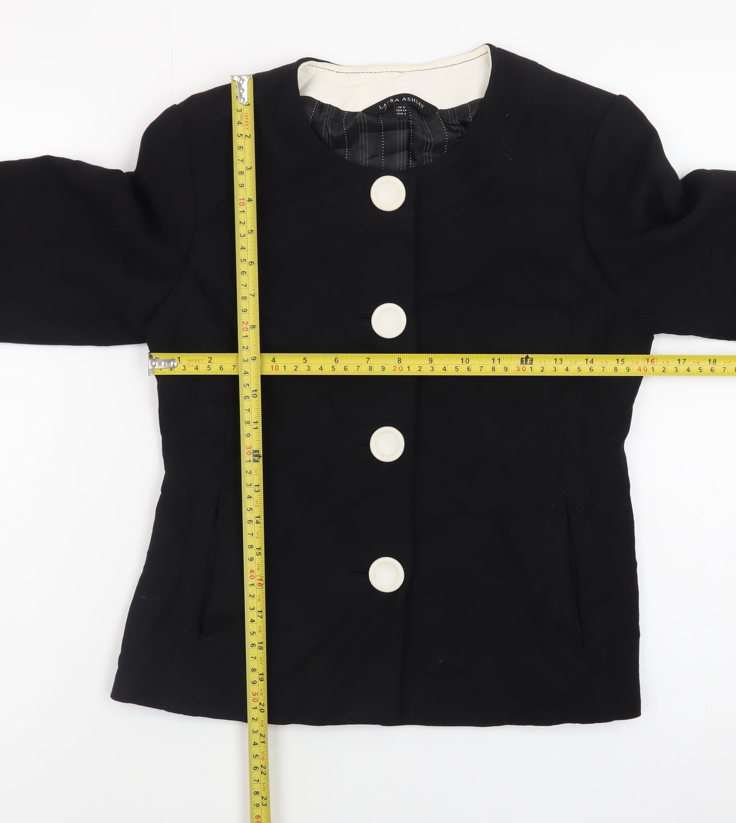 Laura Ashley Women's Black Suit Jacket UK 8 Classic Lined Blazer