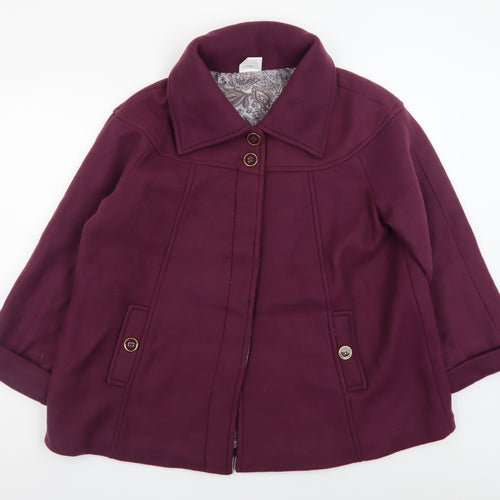 Anne De Lanҫay Womens Purple Polyester Mid-Length Coat Size 18