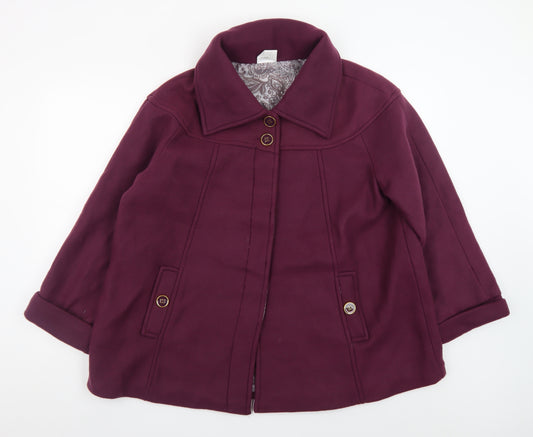 Anne De Lanҫay Womens Purple Polyester Mid-Length Coat Size 18