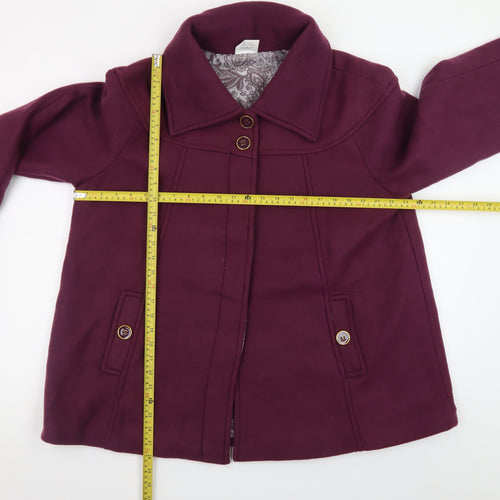 Anne De Lanҫay Womens Purple Polyester Mid-Length Coat Size 18