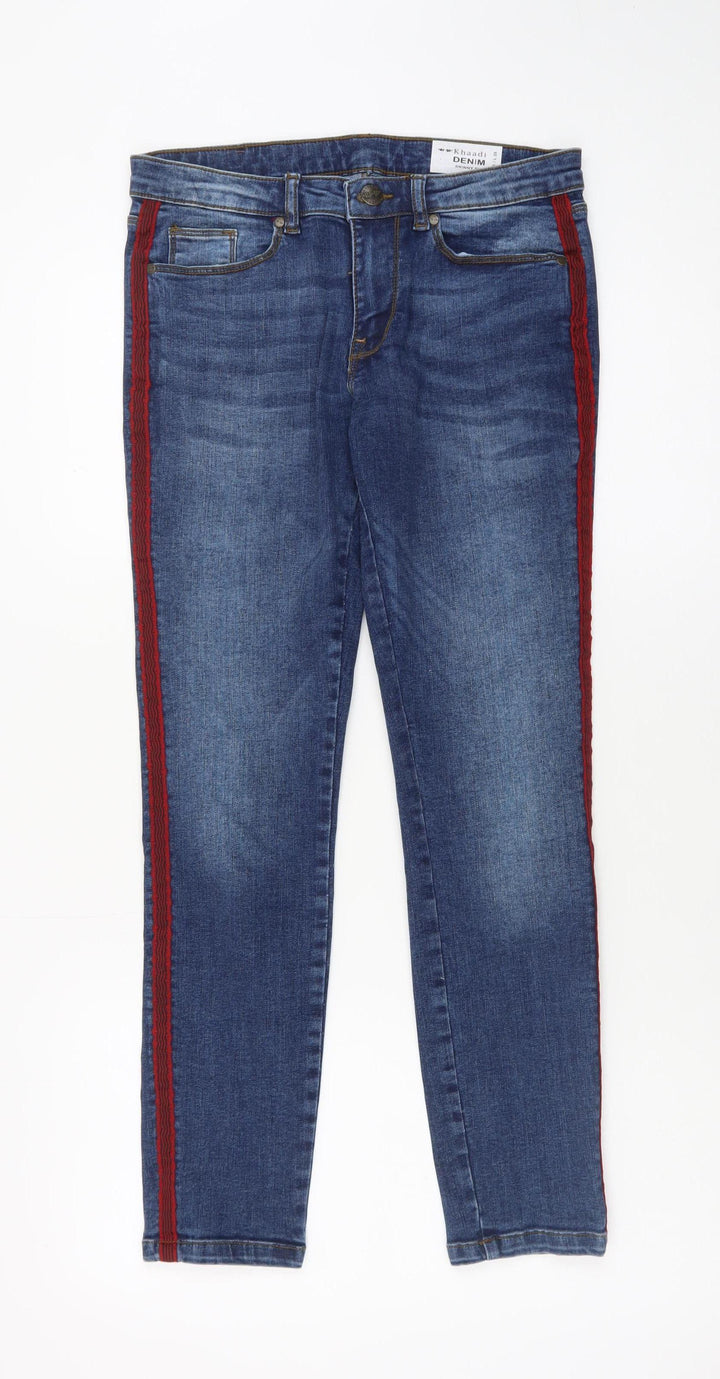 Khaadi Women Blue Skinny Jeans Size 8 Mid Rise Denim Stretch