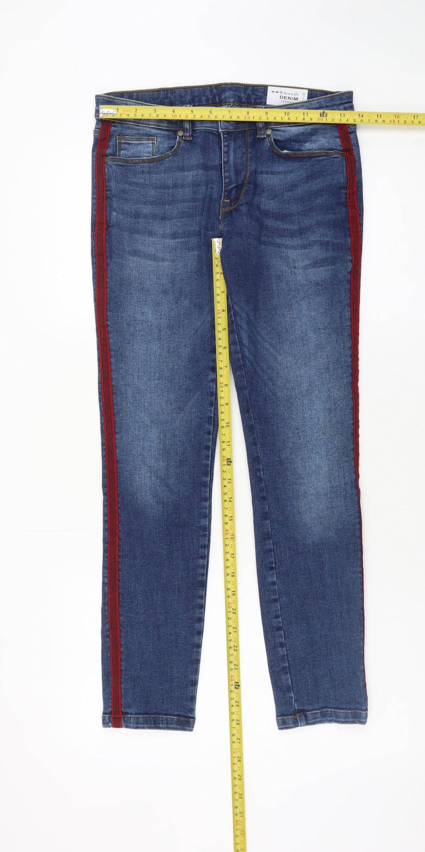 Khaadi Women Blue Skinny Jeans Size 8 Mid Rise Denim Stretch