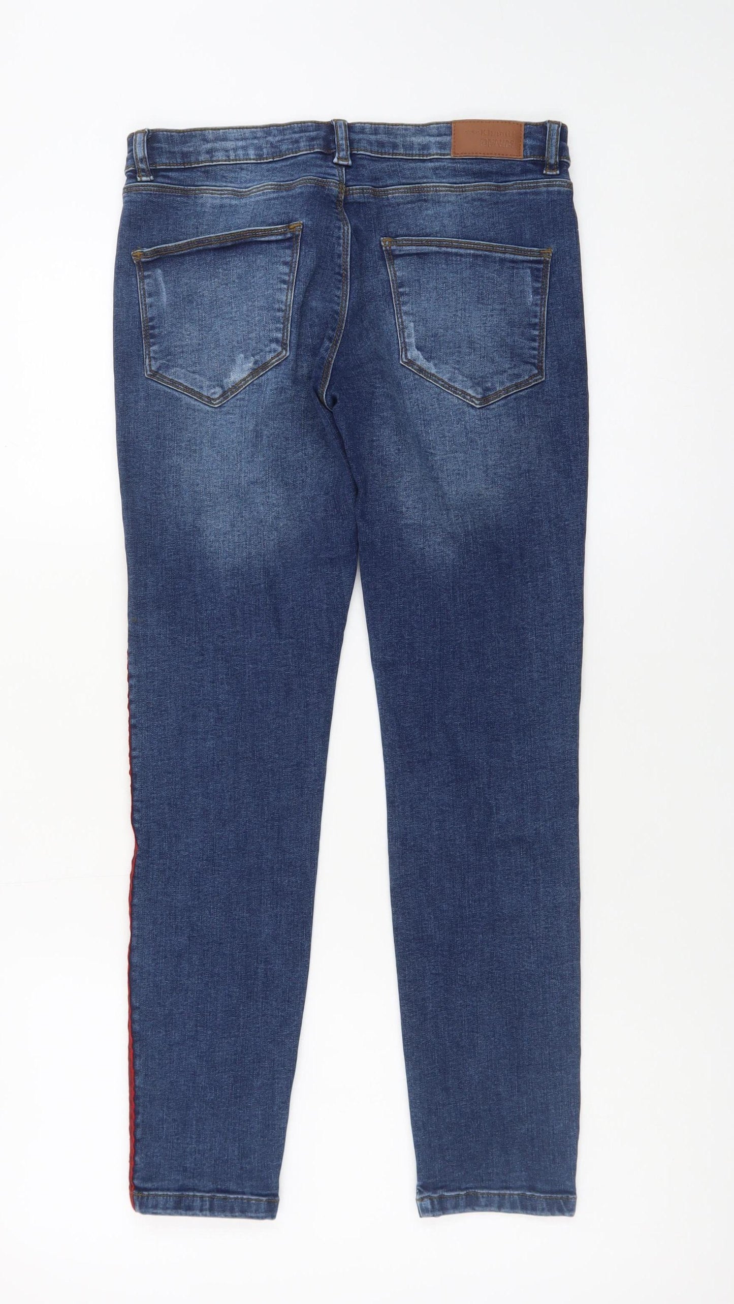 Khaadi Women Blue Skinny Jeans Size 8 Mid Rise Denim Stretch
