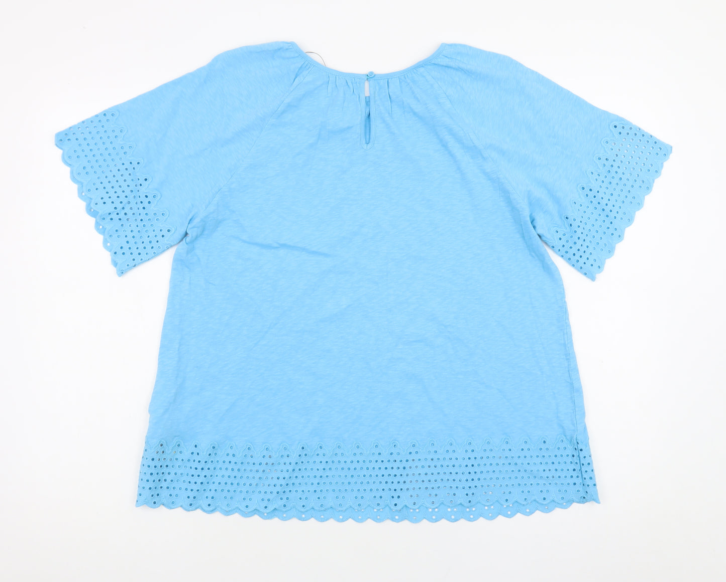 Marks and Spencer Women Blue Cotton Embroidered Tunic Blouse Size 6