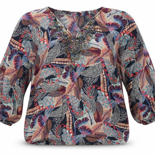 Monsoon Womens Multicoloured Beaded Floral Tunic Blouse M
