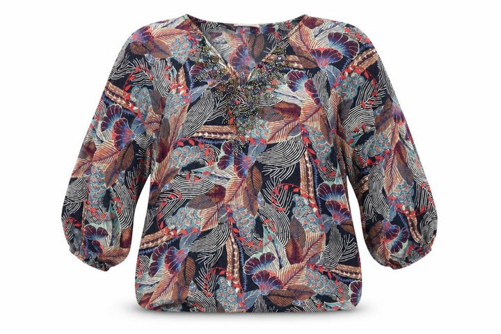 Monsoon Womens Multicoloured Beaded Floral Tunic Blouse M