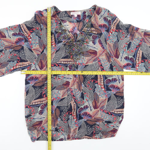 Monsoon Womens Multicoloured Beaded Floral Tunic Blouse M