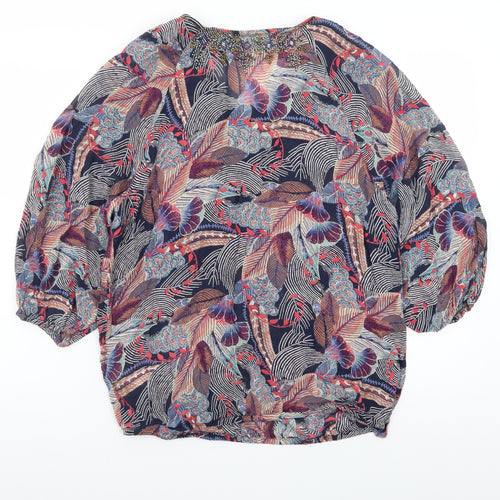 Monsoon Womens Multicoloured Beaded Floral Tunic Blouse M