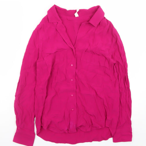 MNG Women’s Pink Long Sleeve Button-Up Blouse XS