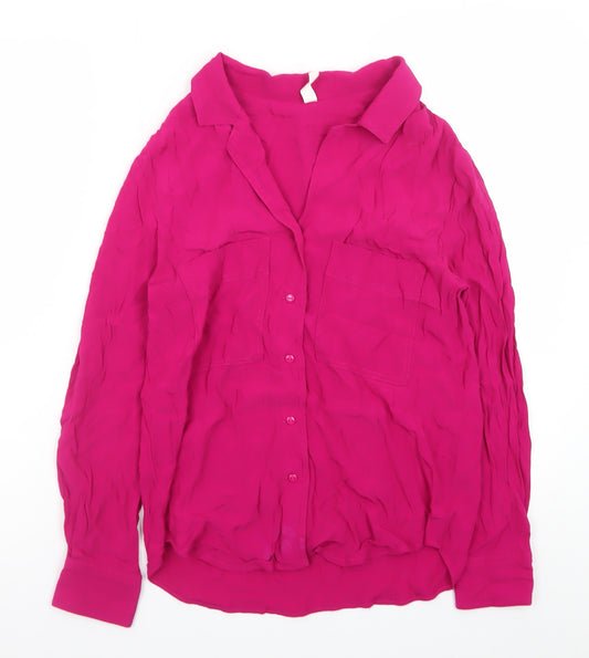 MNG Women’s Pink Long Sleeve Button-Up Blouse XS