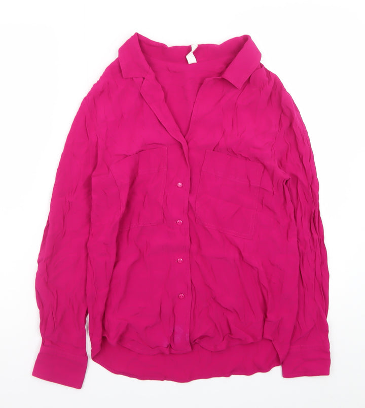MNG Women’s Pink Long Sleeve Button-Up Blouse XS