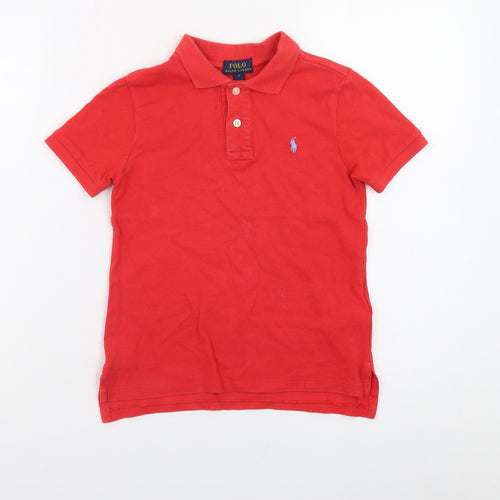 Ralph Lauren Boys Red Polo Shirt 6 Years Short Sleeve Cotton Logo Top
