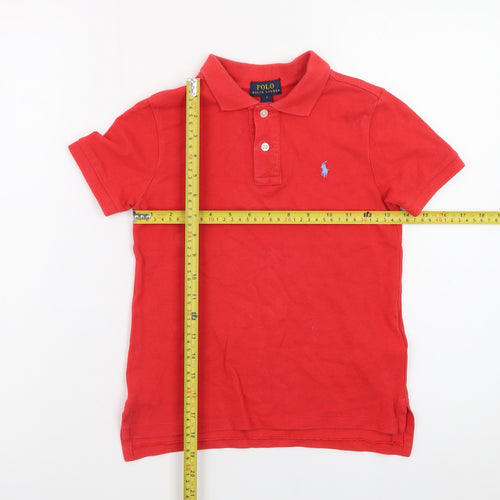 Ralph Lauren Boys Red Polo Shirt 6 Years Short Sleeve Cotton Logo Top