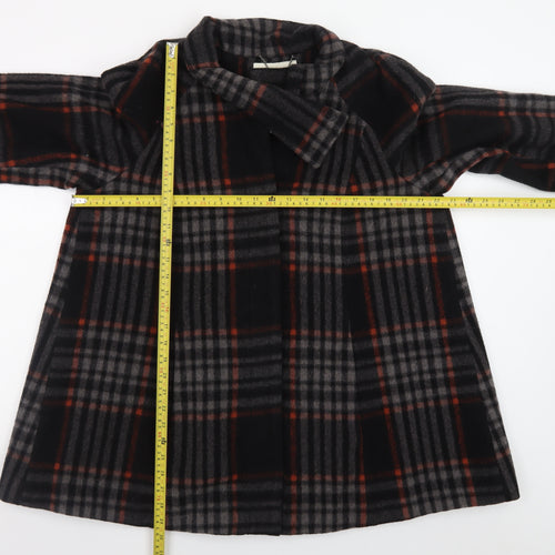 Monsoon Women's Black Checked Wool Blend Mid-Length Coat Size 16