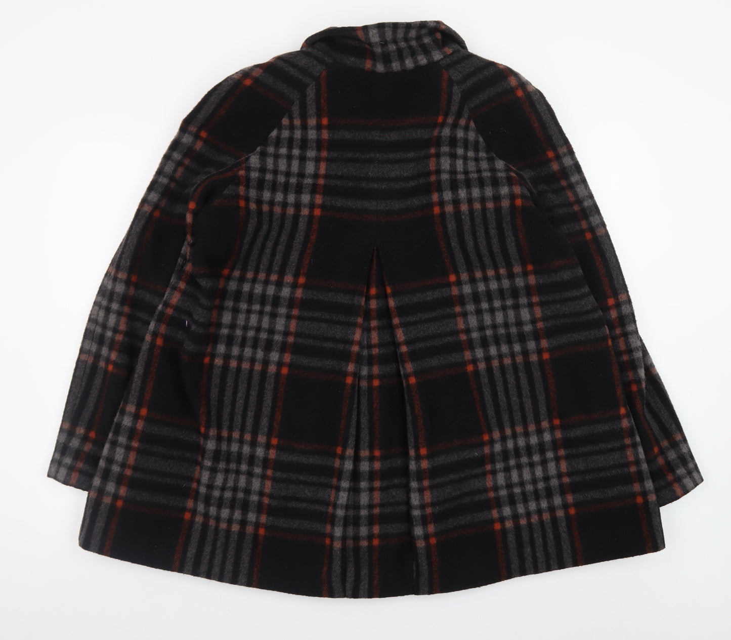 Monsoon Women's Black Checked Wool Blend Mid-Length Coat Size 16