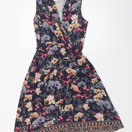 Warehouse Womens Multicoloured Floral Wrap Dress Size 10