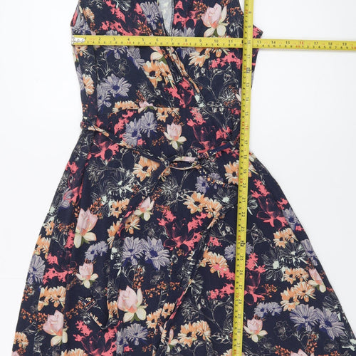 Warehouse Womens Multicoloured Floral Wrap Dress Size 10