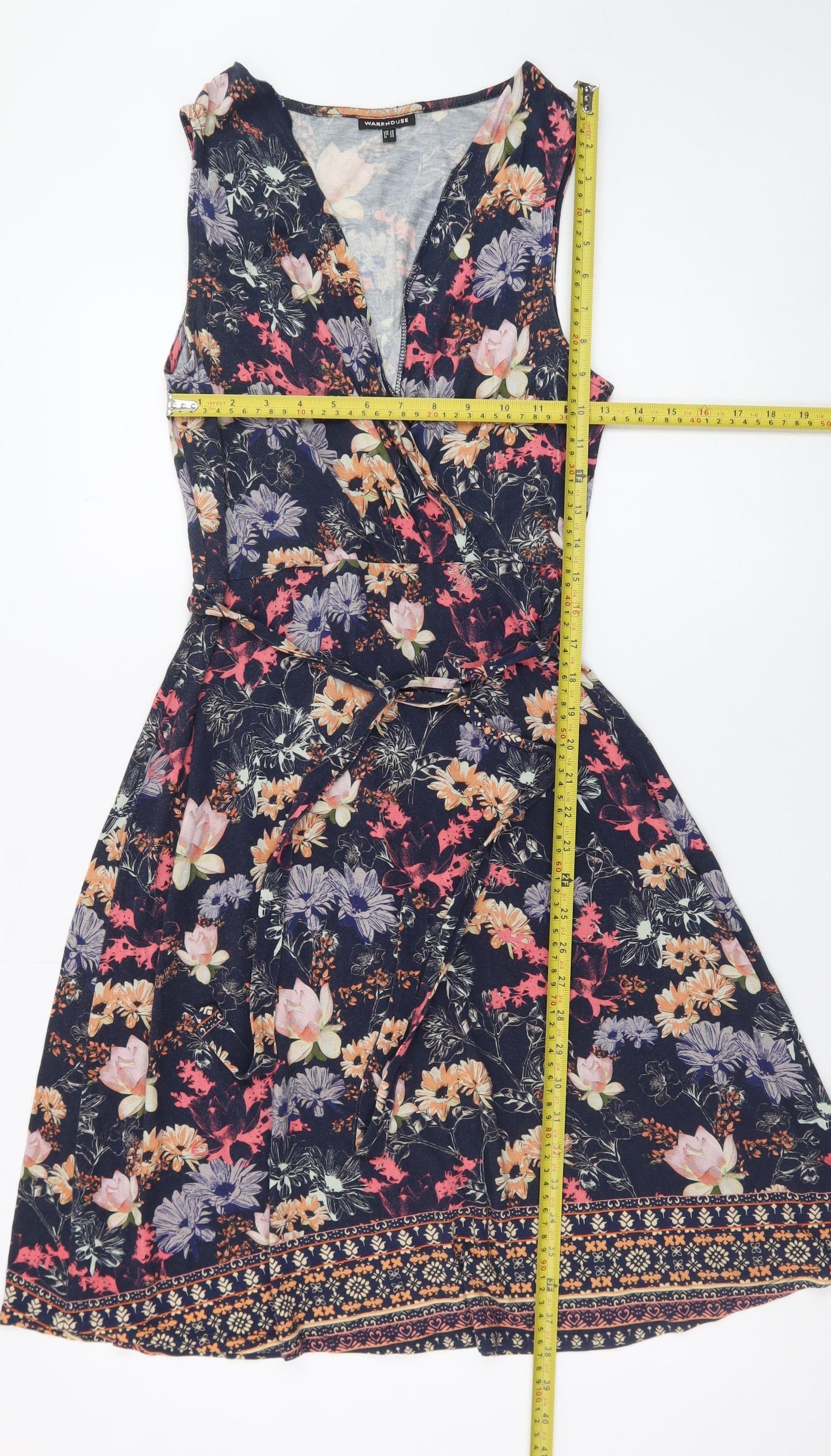 Warehouse Womens Multicoloured Floral Wrap Dress Size 10