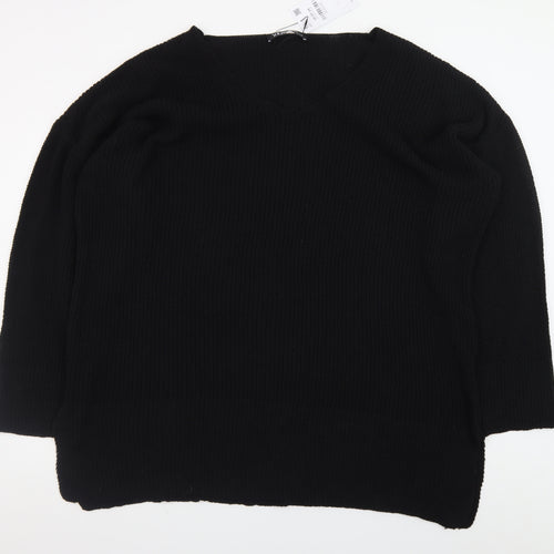 Yours Women's Black Plus Size 22-24 V-Neck Knit Pullover Jumper
