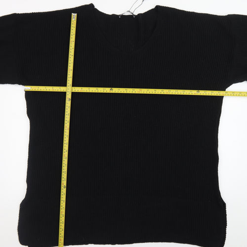 Yours Women's Black Plus Size 22-24 V-Neck Knit Pullover Jumper