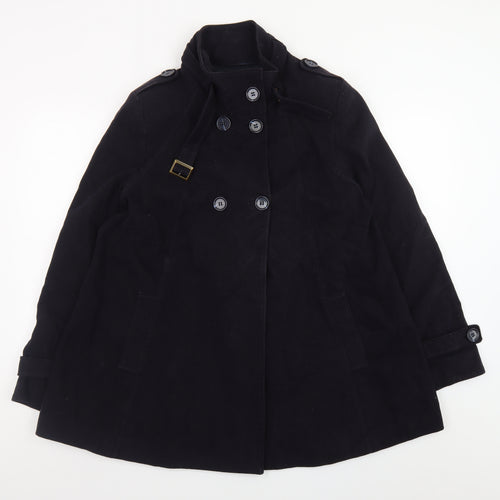 Great Plains Women's Black L Trench Coat Belted Mid-Length Jacket