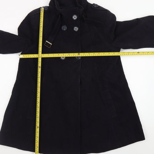 Great Plains Women's Black L Trench Coat Belted Mid-Length Jacket