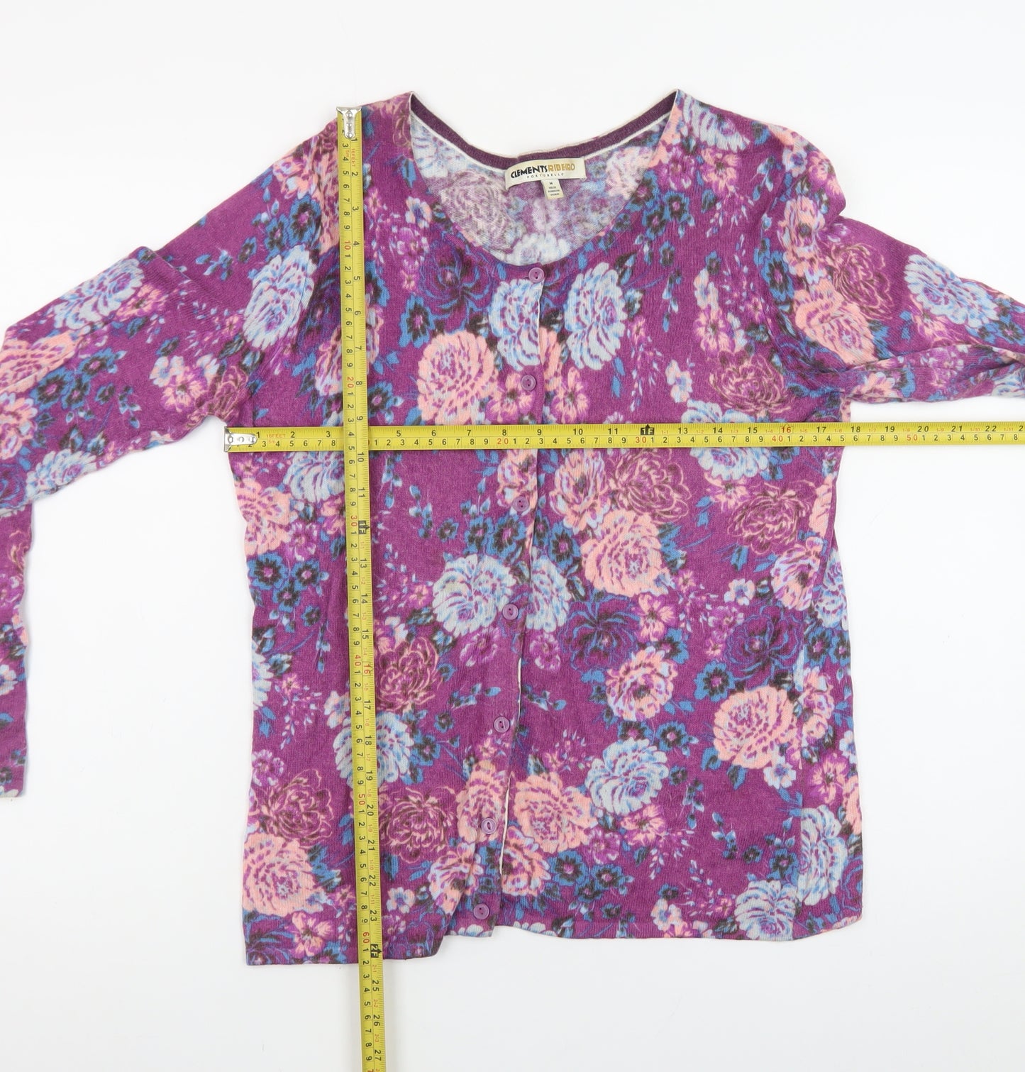Clements Ribeiro Women’s Purple Floral Cardigan Size 12