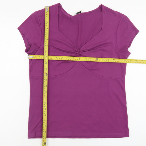 Viyella Womens Purple Short Sleeve V-Neck Stretch Jersey T-Shirt Medium
