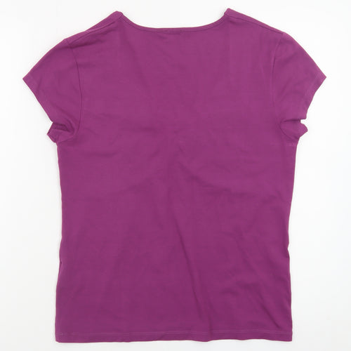 Viyella Womens Purple Short Sleeve V-Neck Stretch Jersey T-Shirt Medium