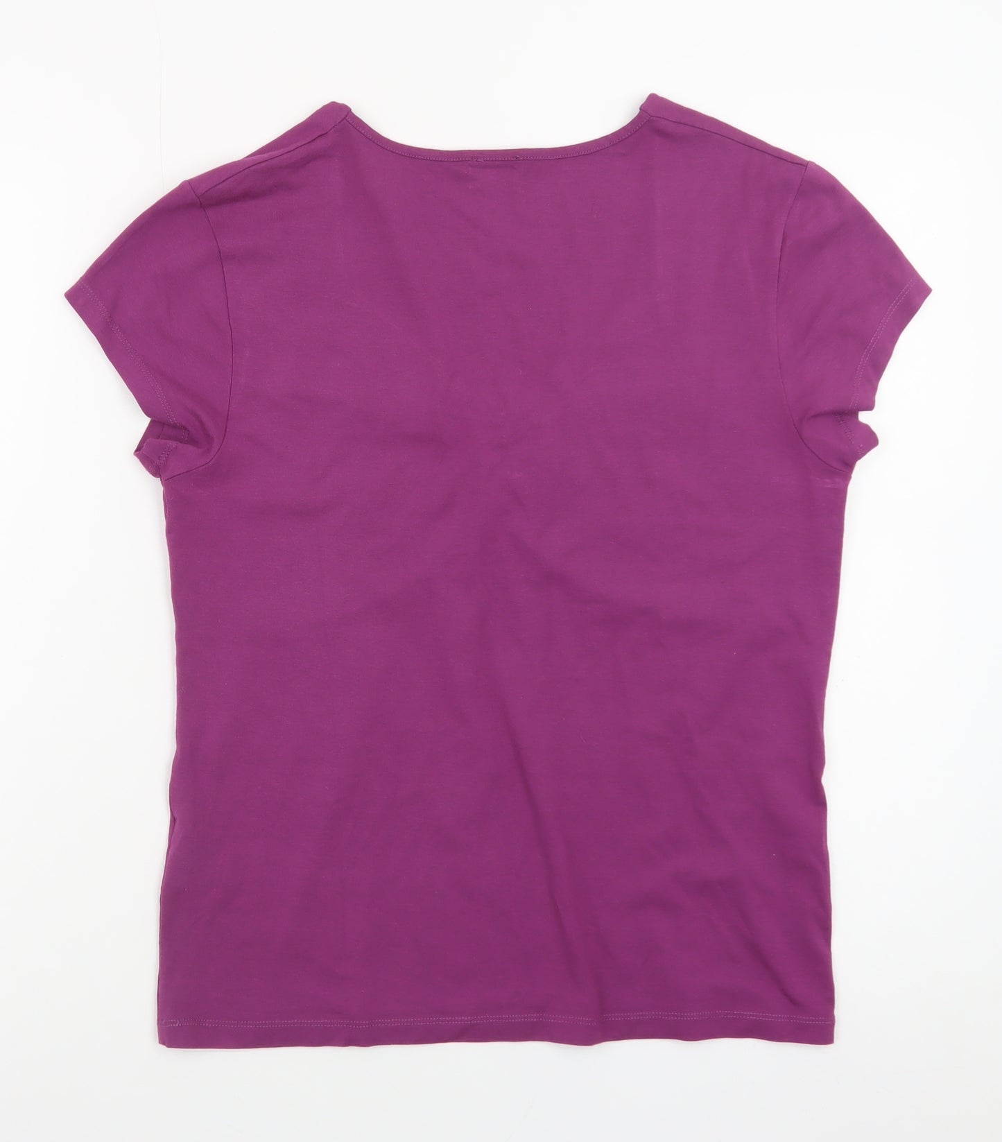 Viyella Womens Purple Short Sleeve V-Neck Stretch Jersey T-Shirt Medium