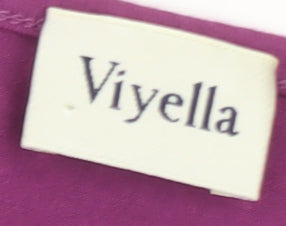 Viyella Womens Purple Short Sleeve V-Neck Stretch Jersey T-Shirt Medium