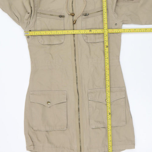 Vila Women’s Beige Cotton Hooded Parka Jacket UK 10