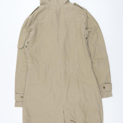 Vila Women’s Beige Cotton Hooded Parka Jacket UK 10