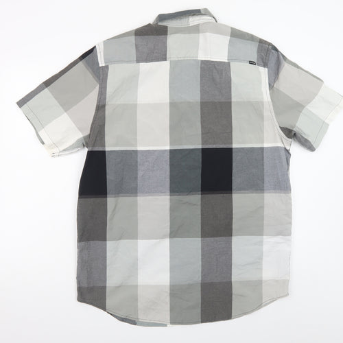 Hurley Men's Grey Check Short Sleeve Button-Up Shirt XL