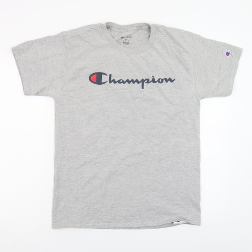 Champion Men's Grey Logo Graphic Short Sleeve T-Shirt Size M