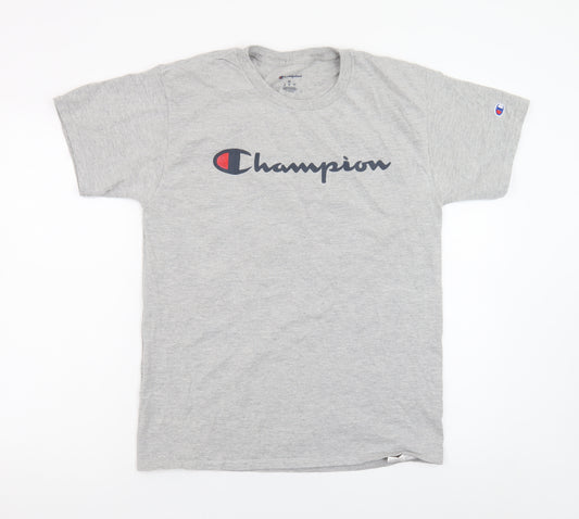 Champion Men's Grey Logo Graphic Short Sleeve T-Shirt Size M