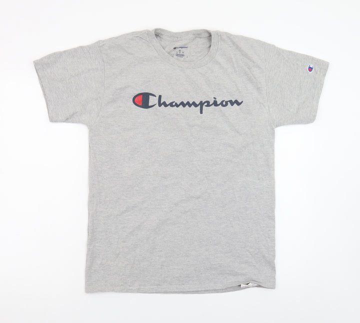 Champion Men's Grey Logo Graphic Short Sleeve T-Shirt Size M
