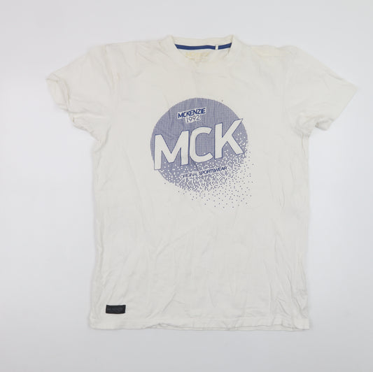 McKenzie Men's White Graphic Short Sleeve Crew Neck T-Shirt Size M